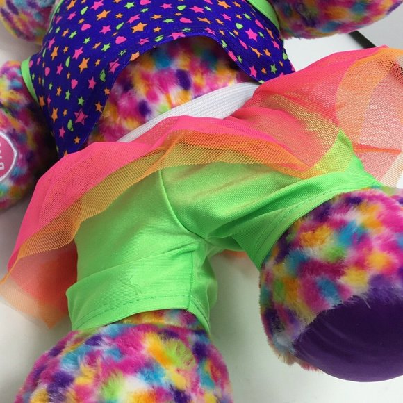 Build A Bear Plush Kitty Cat 16" Rainbow Confetti Leopard Neon 80's Outfit BAB - Picture 5 of 12